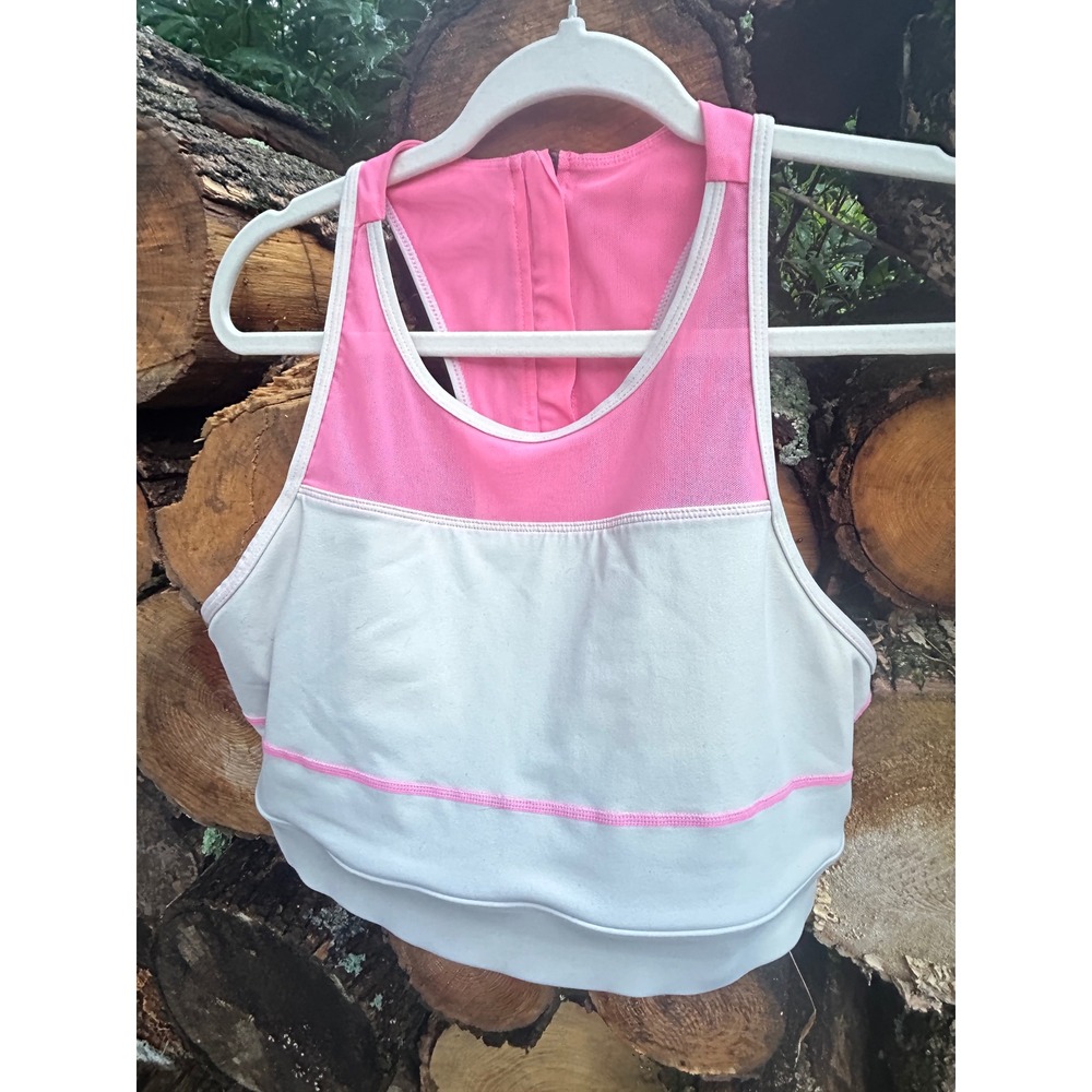 ZYIA Active One More Repβ Sports Bra Pink Gray Mesh Zip Racerback Athleisure